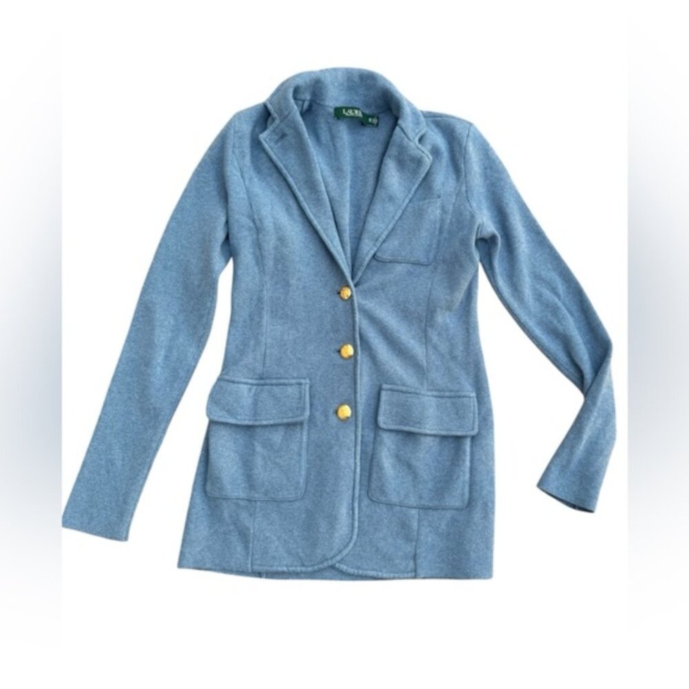 Lauren Ralph Lauren Soft Knit Blazer Cardigan Gold Button Detail Size XS